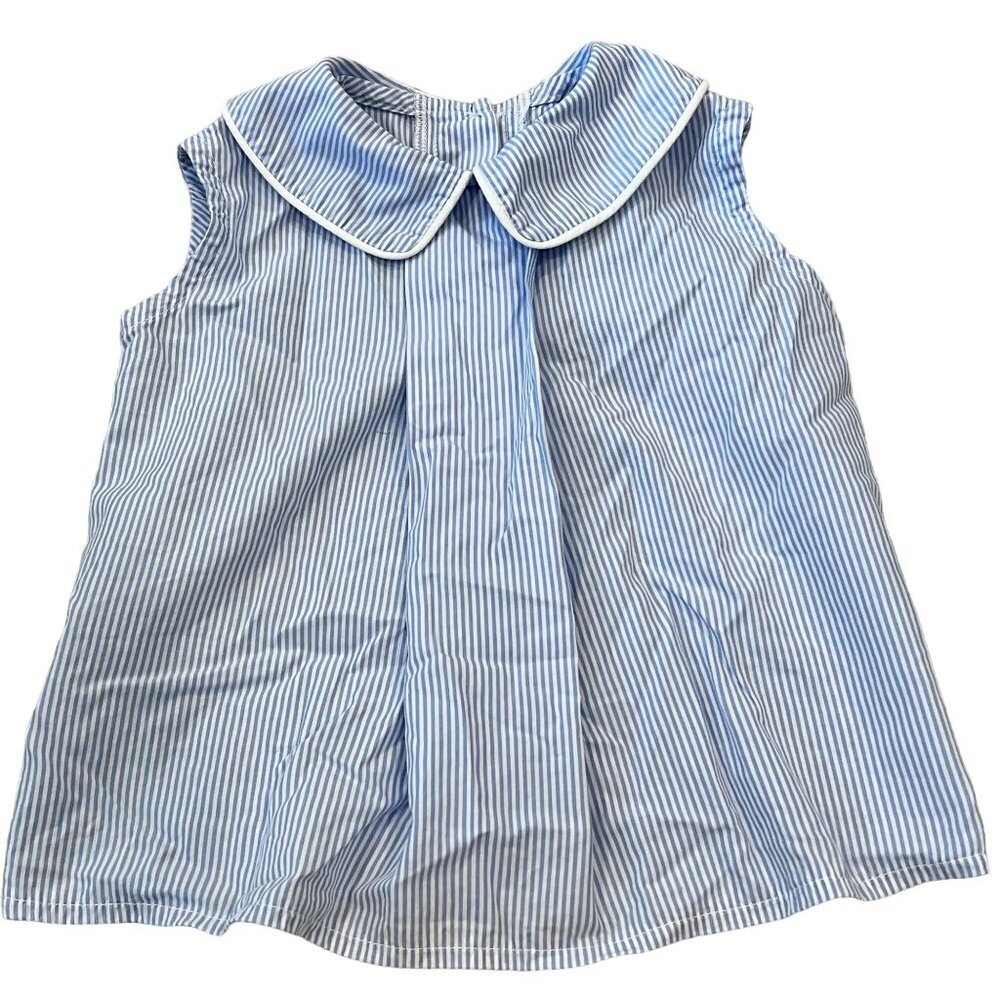 Charlotte Proper 18 Months Blue & White Striped Sleeveless Baby Girl's Dress